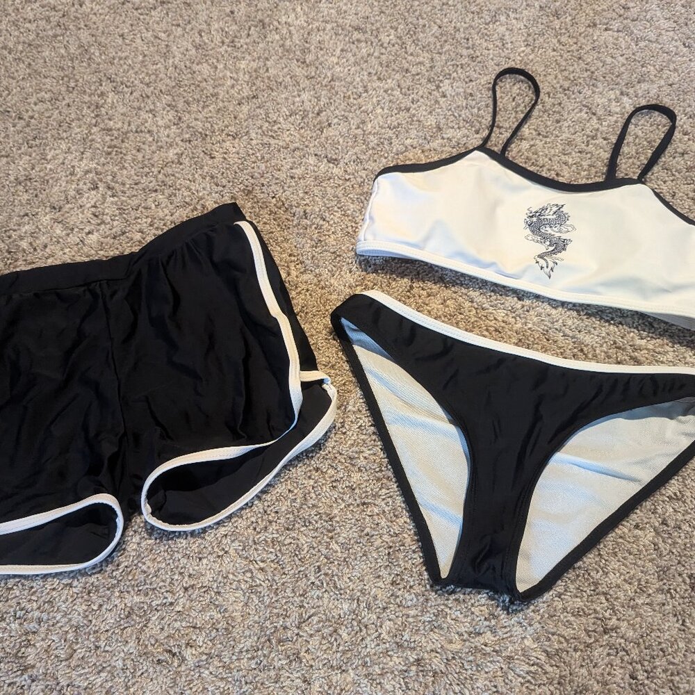 Girls swim suit with shorts - size small